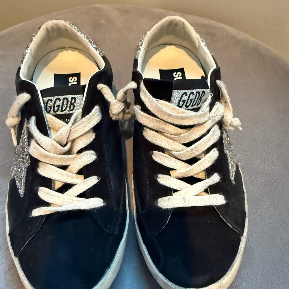 Golden Goose Black Sneakers with Glittering Silver Details